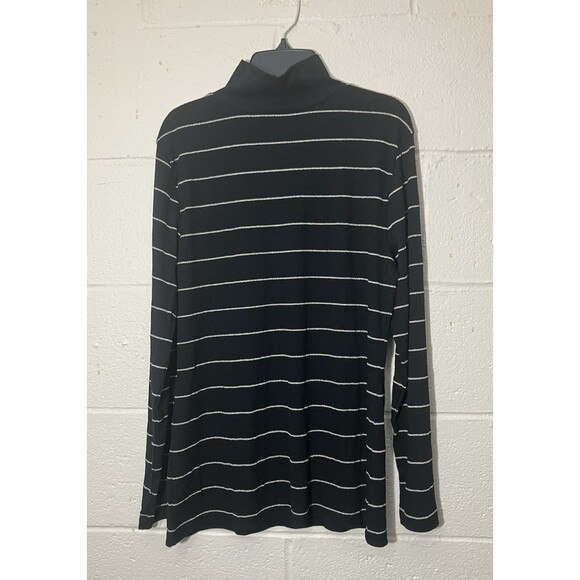 SERRA 2 Pack Ladies Ribbed Mock Neck Sweaters L Grey & Black Striped Shimmer - Picture 2 of 10